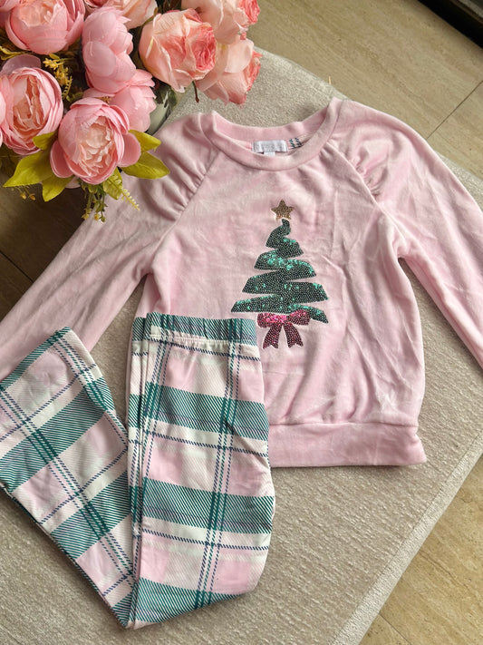Btween Velvet Pajama Set - Christmas Tree