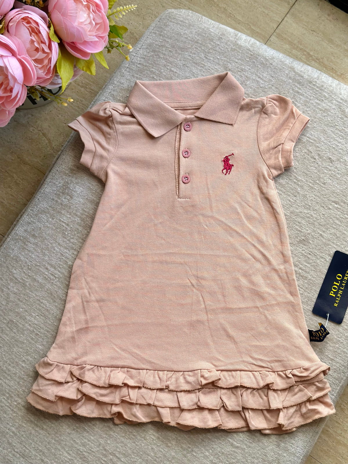 B3 RL Ruffles Dress - Nude (D.Pink Logo)