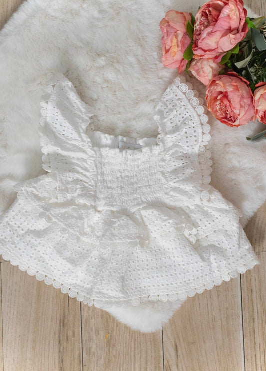 Plain White RZ Eyelet Summer Tops