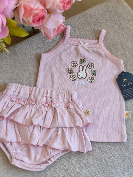 Cottoli 2pc Ruffles Set - Pink Bunny