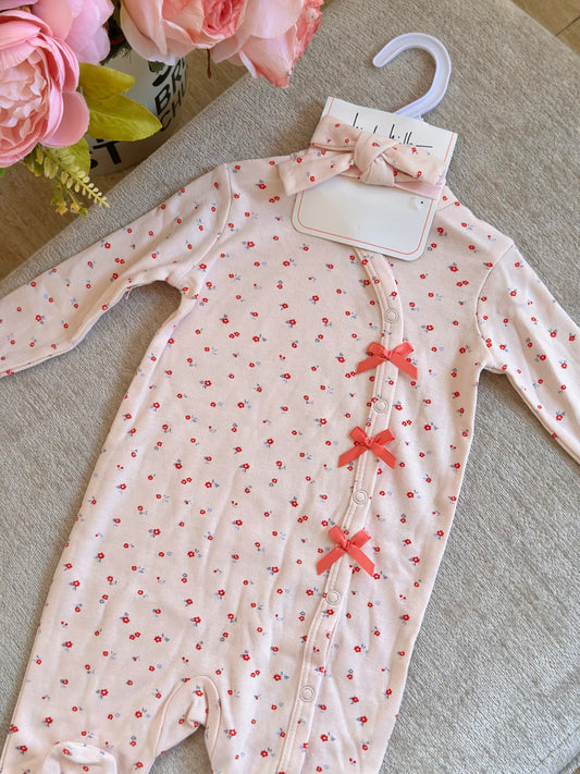 Nicole Miller Frogsuit with Headband “Light Peach”