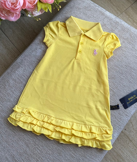 B3 RL Ruffles Dress -Yellow (Pink Logo)