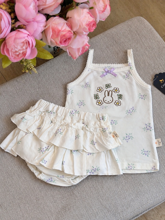Cottoli 2pc Ruffles Set - White Bunny