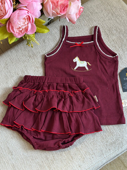 Cottoli 2pc Ruffles Set - Maroon
