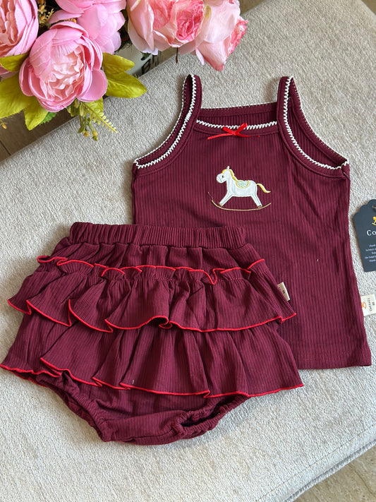 Cottoli 2pc Ruffles Set - Maroon