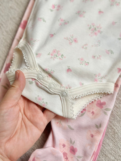 5pc Infant Set in Floral Pink