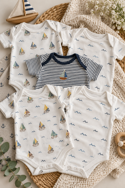 Mamas and Papas 5pc Short Sleeves Onesie