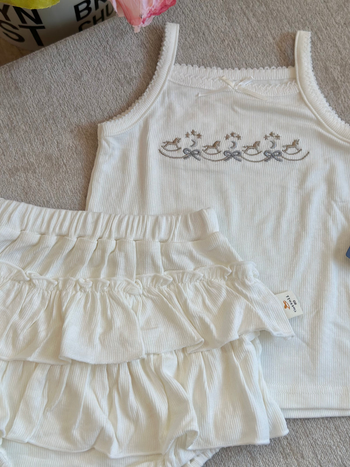 Cottoli 2pc Ruffles Set - White