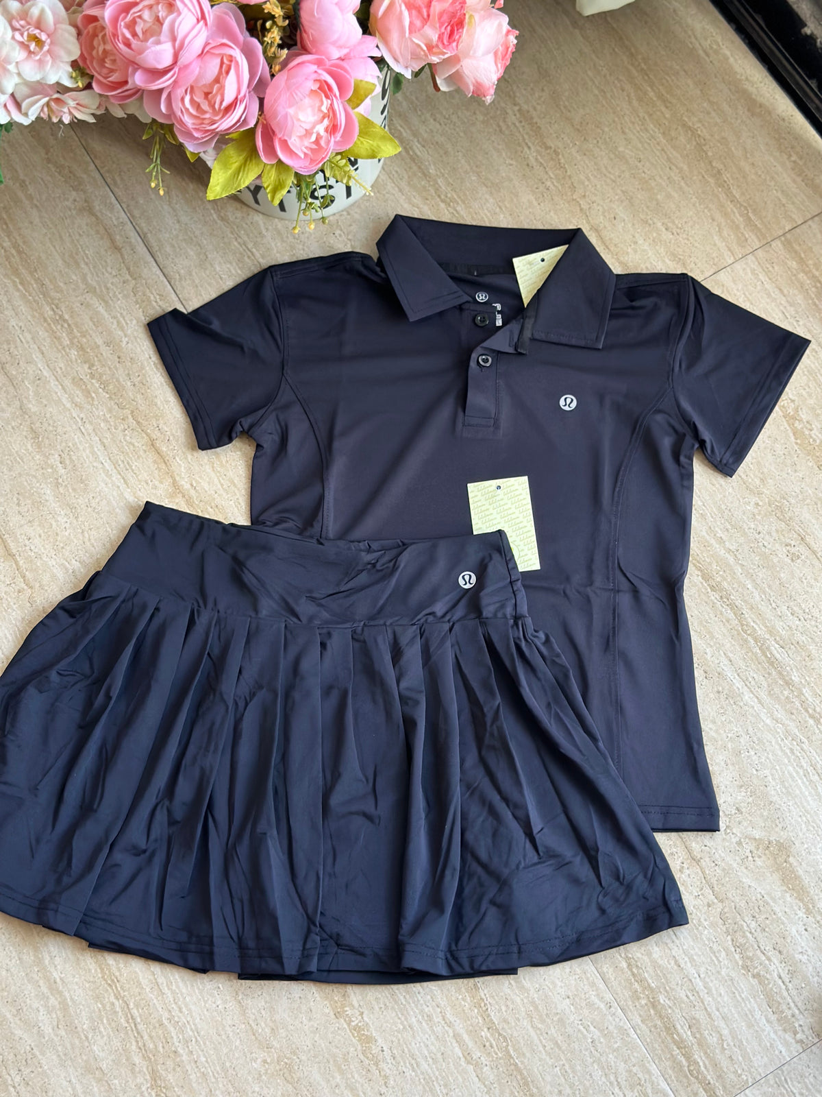 Black Active Wear Skirt Set