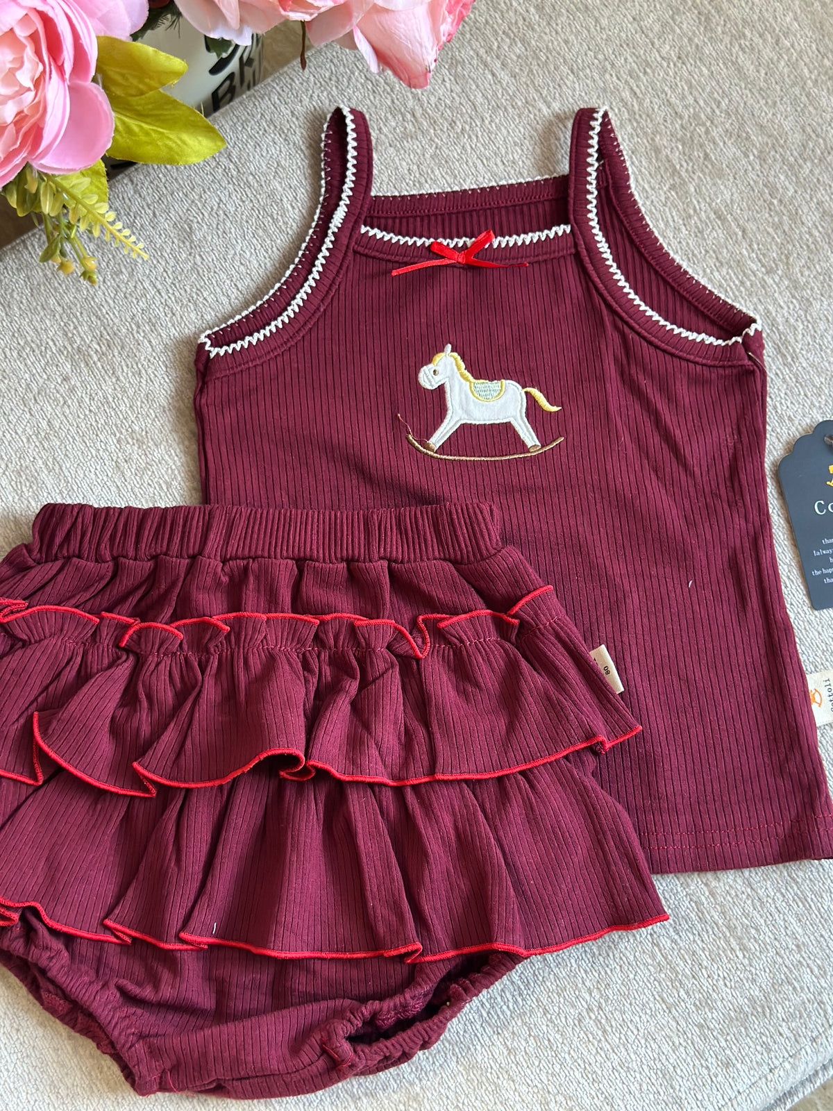 Cottoli 2pc Ruffles Set - Maroon