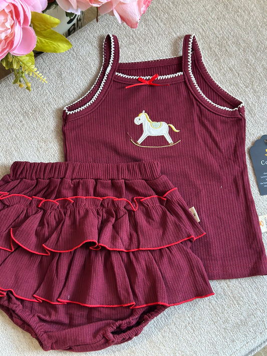 Cottoli 2pc Ruffles Set - Maroon