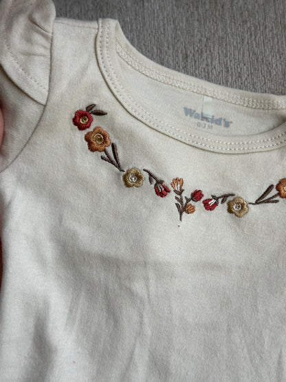 Chickpea Embroidered Flowers Onesie