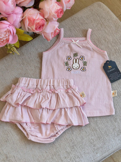 Cottoli 2pc Ruffles Set - Pink Bunny