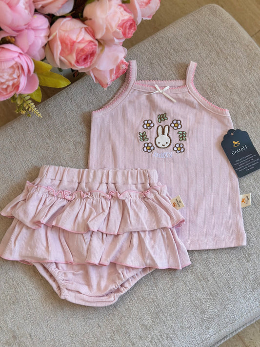 Cottoli 2pc Ruffles Set - Pink Bunny