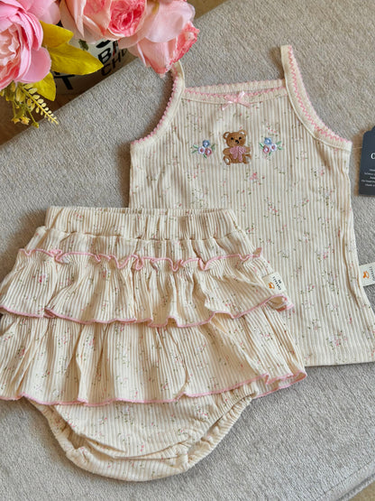 Cottoli 2pc Ruffles Set - Cream