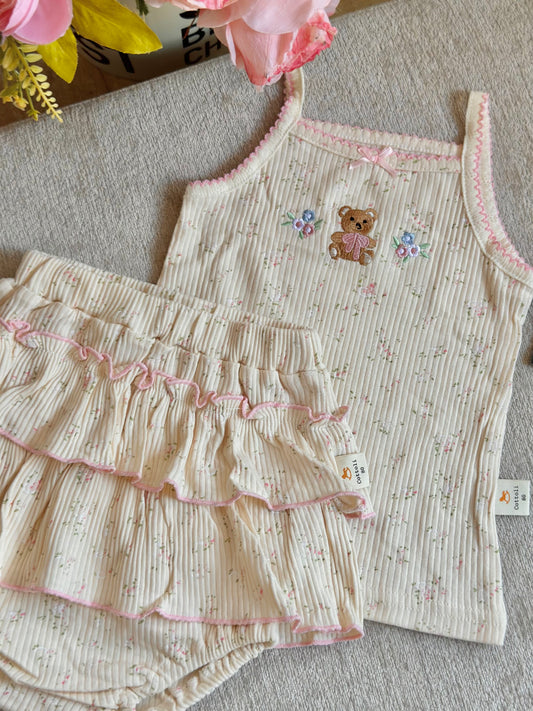 Cottoli 2pc Ruffles Set - Cream