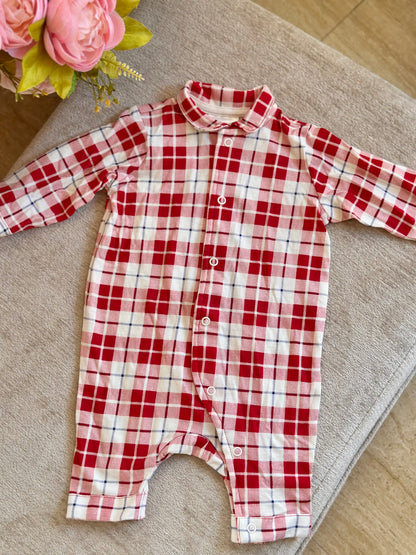H&M Red Plaid Overalls