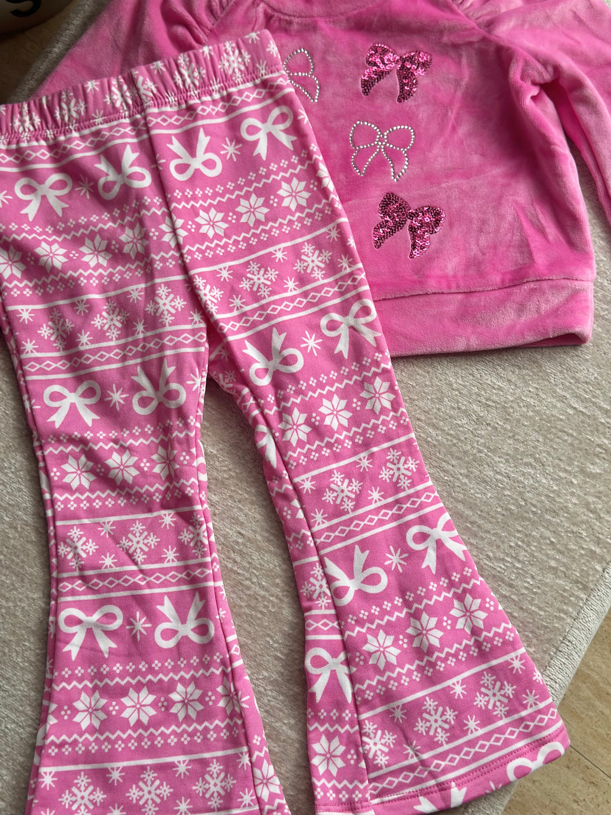 Btween Velvet Pajama Set - Ribbons