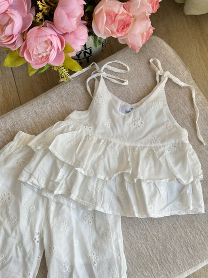 White Eyelet Summer Terno Pants