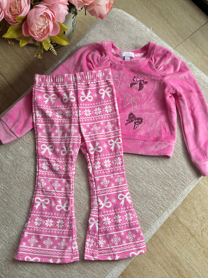 Btween Velvet Pajama Set - Ribbons