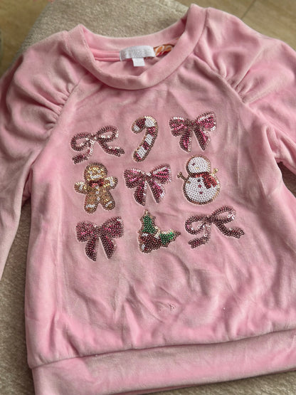 Btween Velvet Pajama Set - Pink Christmas
