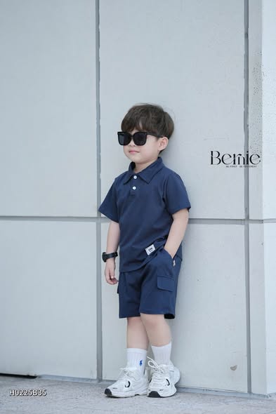 Bernie Polo Shirt Set in Blue