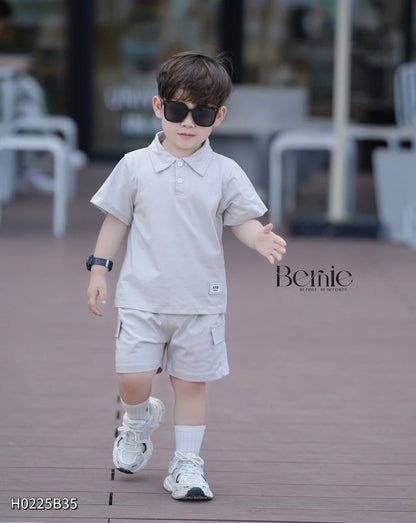 Bernie Polo Shirt Set in Gray