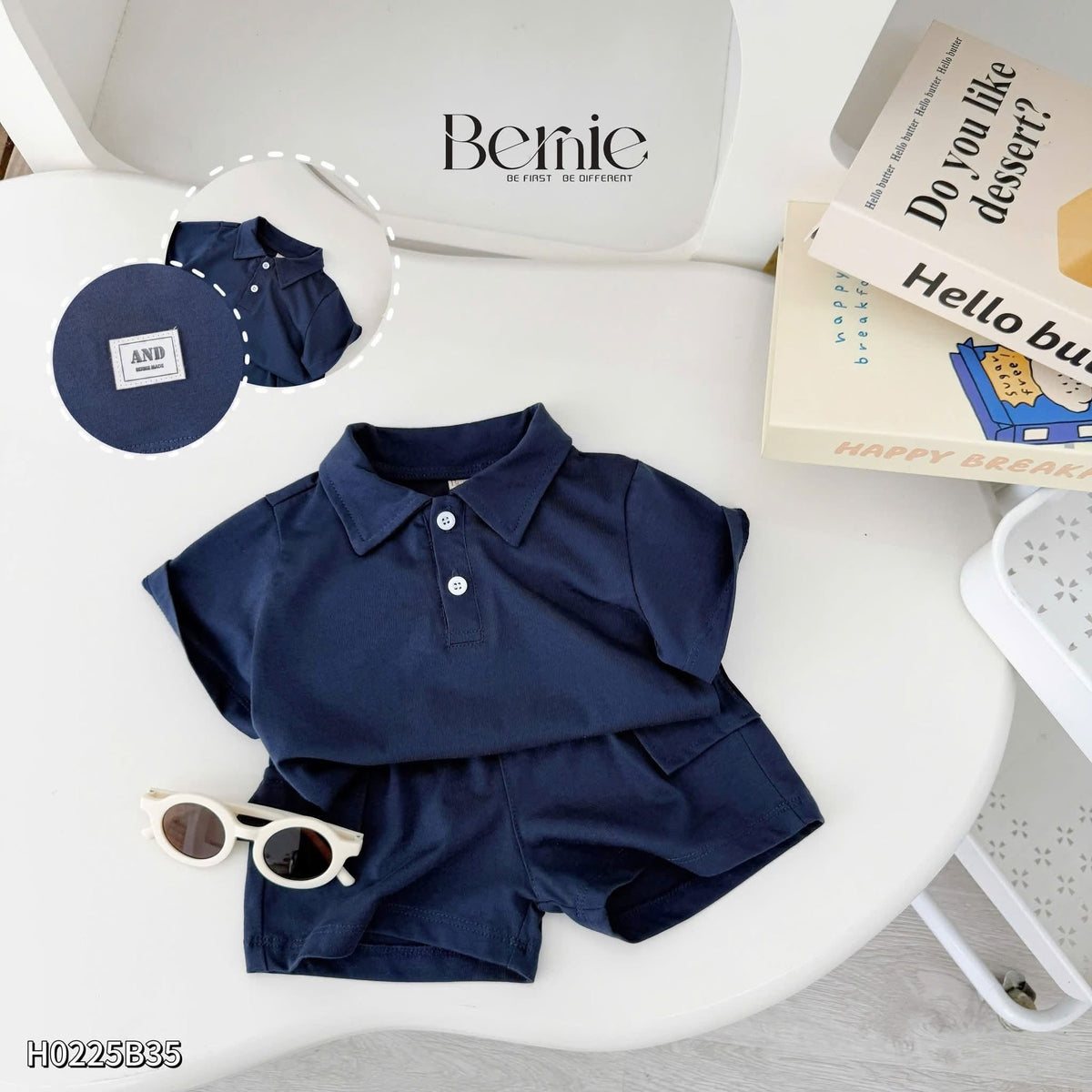 Bernie Polo Shirt Set in Blue