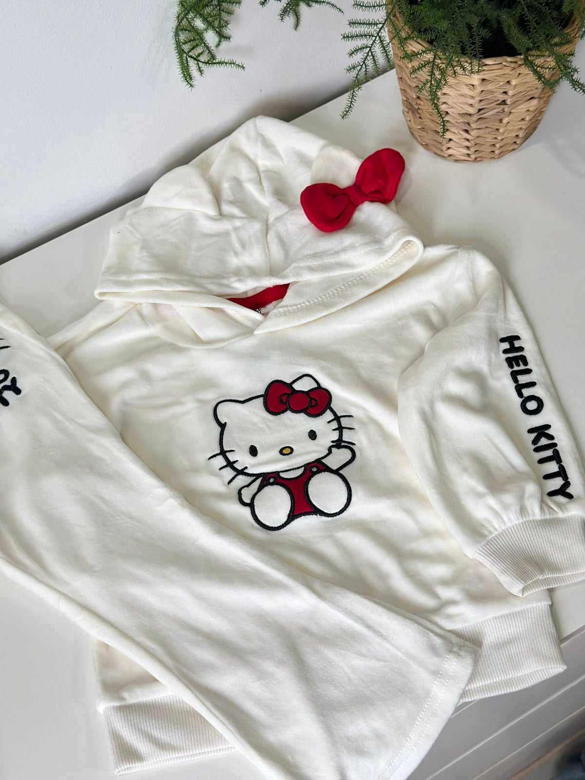 Hello Kitty Hoodie with Flare Pants in White
