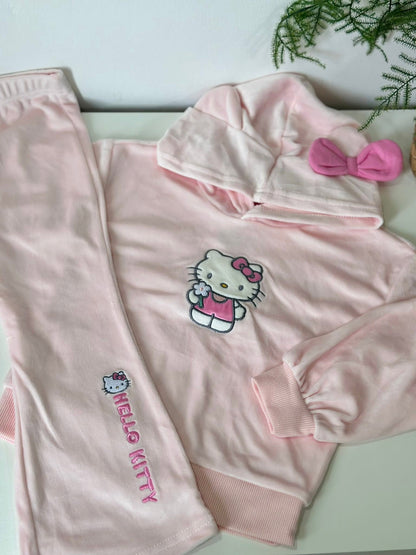 Hello Kitty Hoodie with Flare Pants in Pink