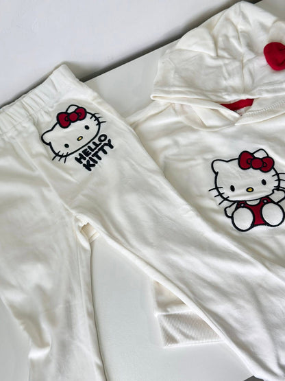 Hello Kitty Hoodie with Flare Pants in White