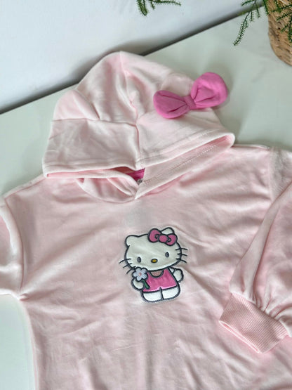 Hello Kitty Hoodie with Flare Pants in Pink