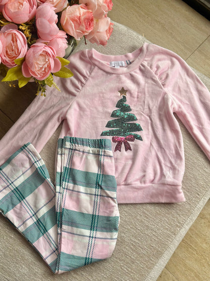 Btween Velvet Pajama Set - Christmas Tree