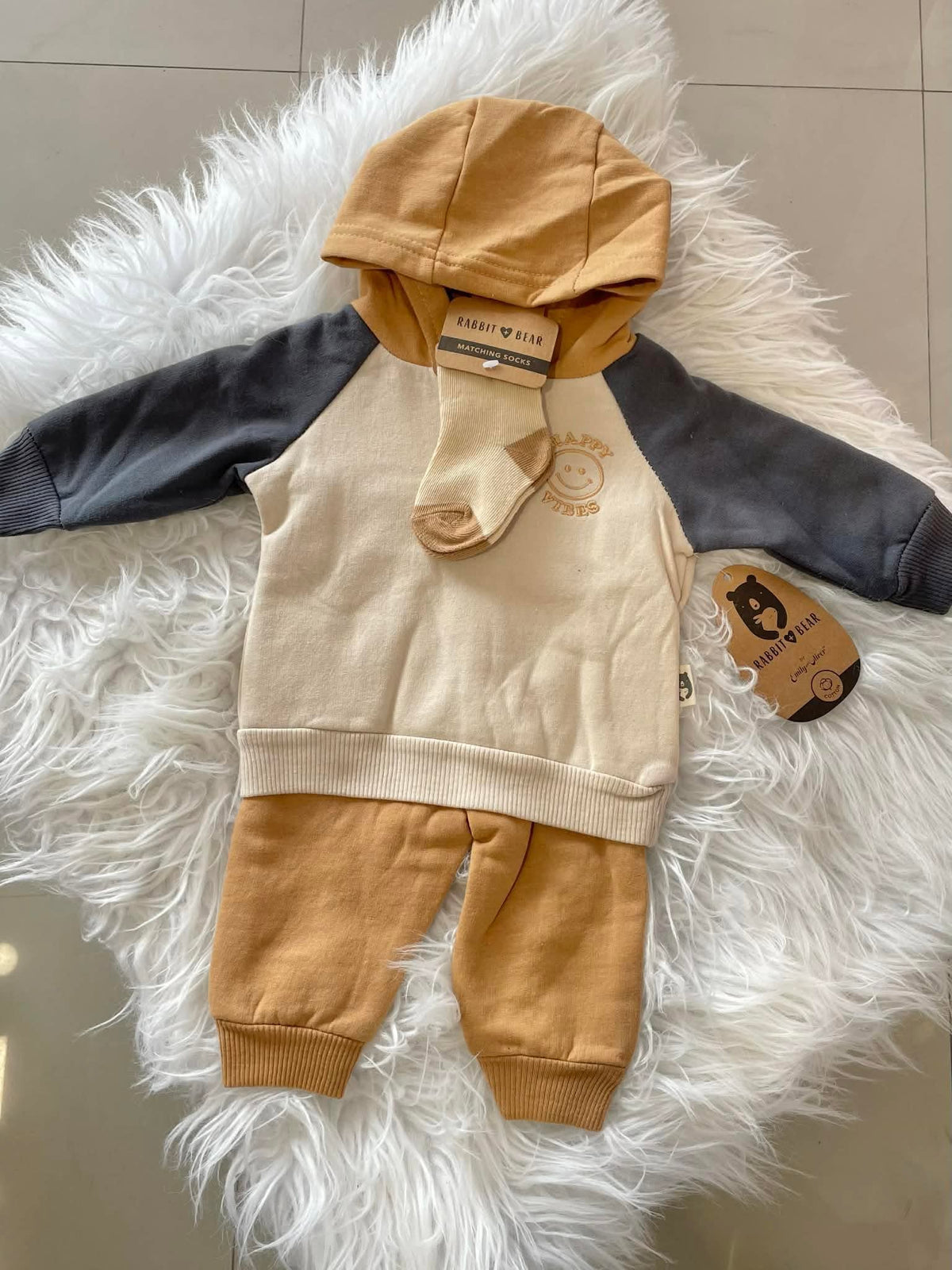 Smiley Hoodie Top and Pants with Socks
