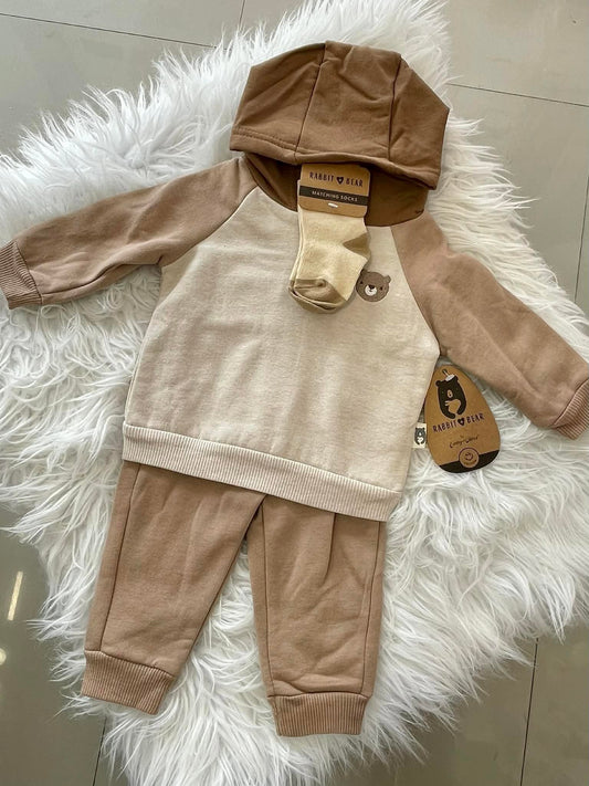 Bear Hoodie Top and Pants with Socks