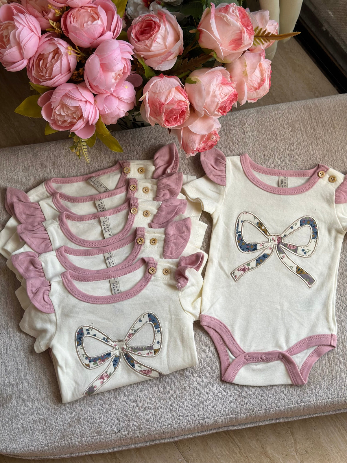 Chickpea Ribbon Onesie