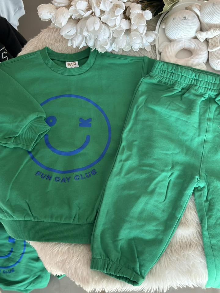Green Cotton on Sweatshirt Set