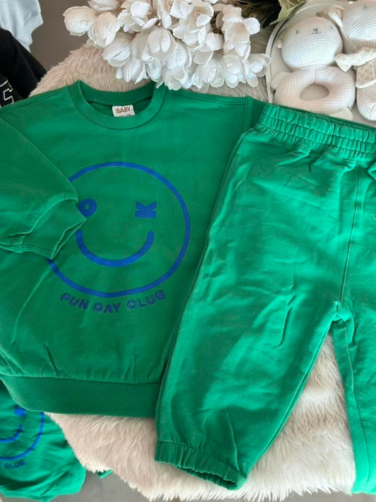 Green Cotton on Sweatshirt Set