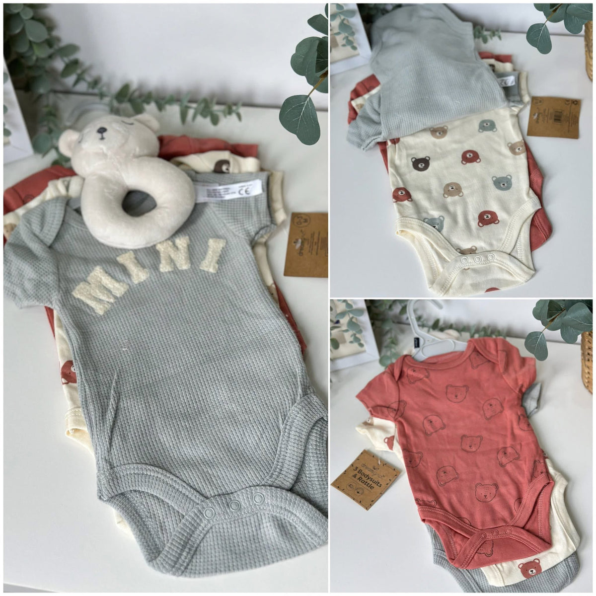 Onesies Set with Rattle Toy - Bear