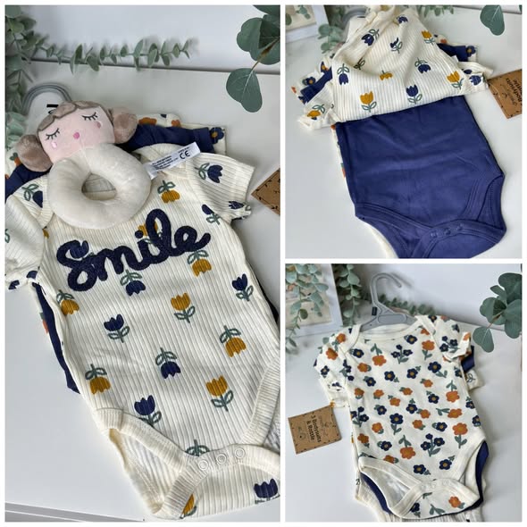 Onesies Set with Rattle Toy - Flower