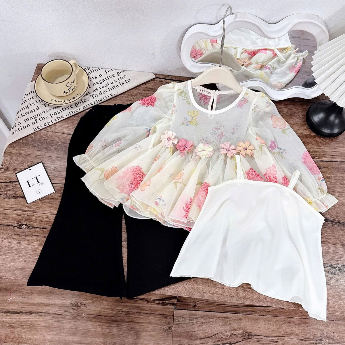 Long Sleeves Blouse with Flare Pants