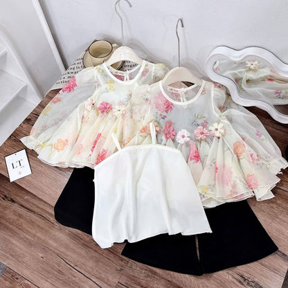 Long Sleeves Blouse with Flare Pants