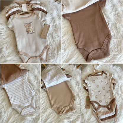 5pc Onesie Set for Baby Boys Brown
