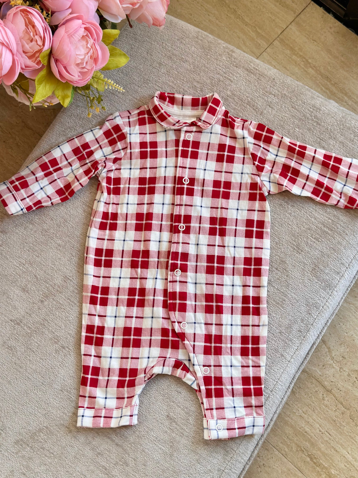 H&M Red Plaid Overalls