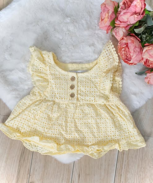 Yellow RZ Eyelet Summer Tops