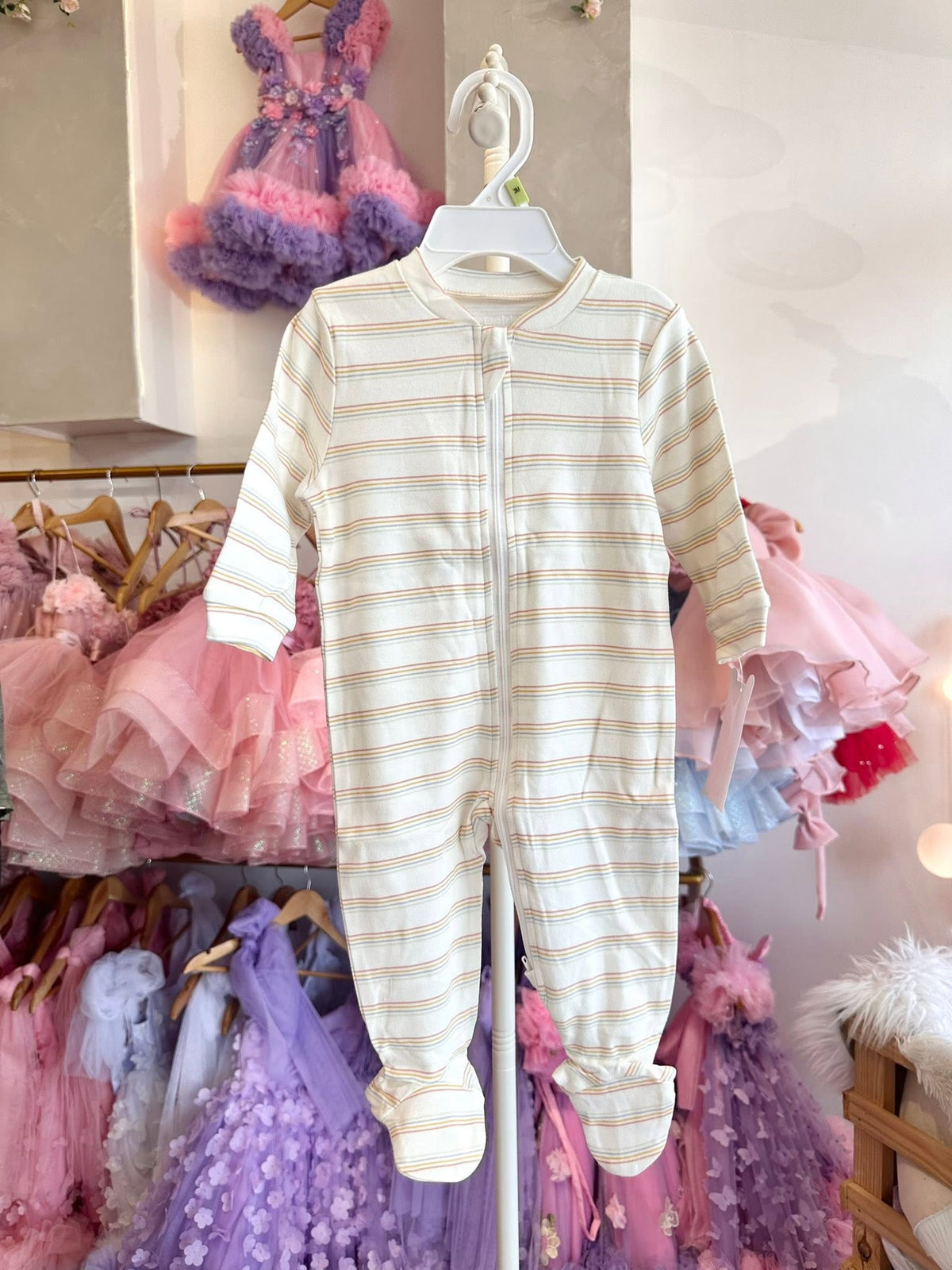 Pekkle Footed Frogsuits "Stripes Cream"