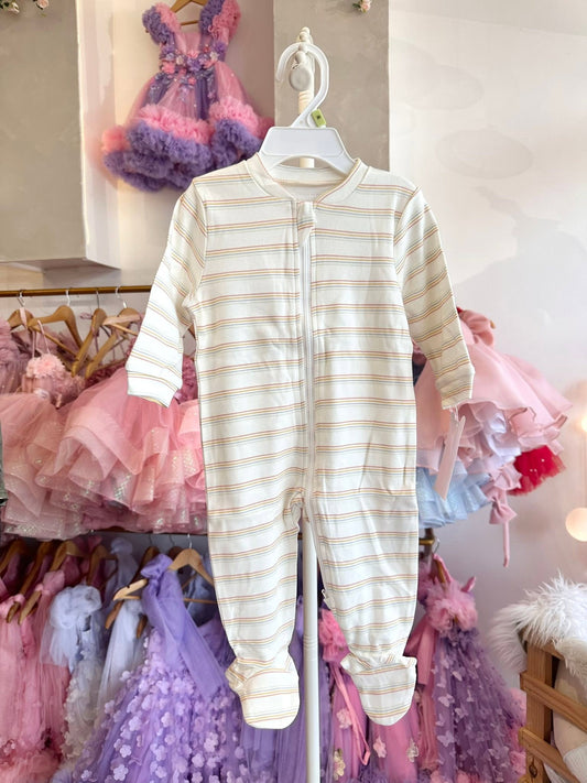 Pekkle Footed Frogsuits "Stripes Cream"