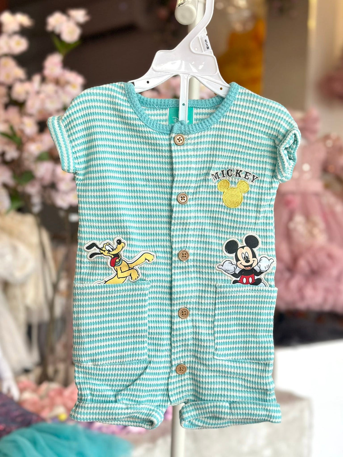 Mickey and Pluto Green Romper