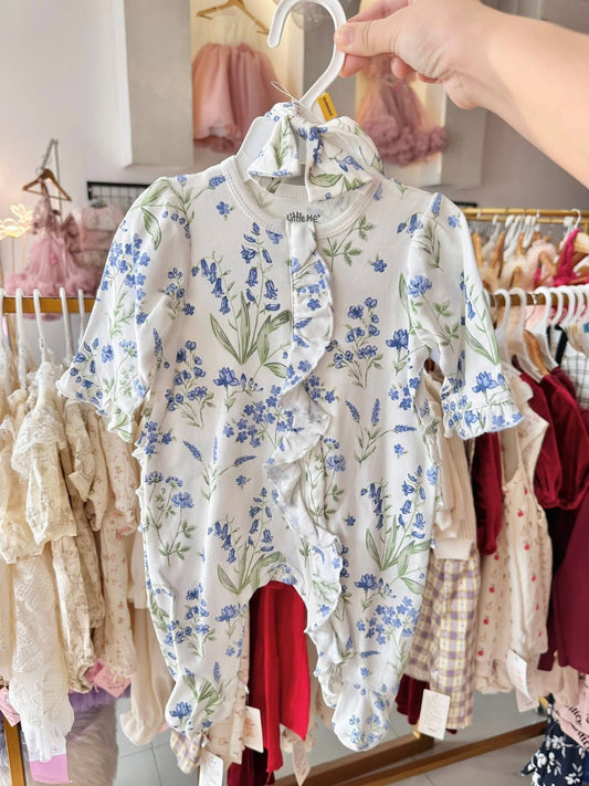 Little Me Frogsuits in Dark Floral