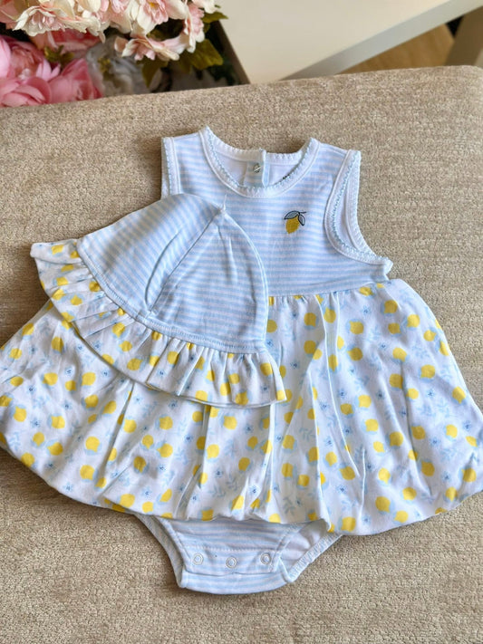 Little Me Blue Lemon Onesie Balloon Dress